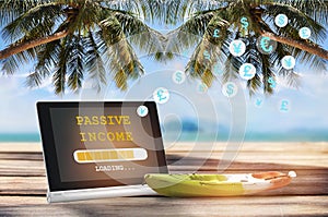 Making money anywhere summer holiday concept and freedom idea