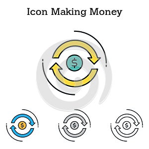 Making Money flat icon design for infographics and businesses