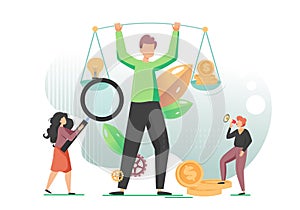 Making money with idea, vector flat style design illustration