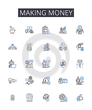 Making money line icons collection. Doppelgangers, Replicas, Cls, Twins, Mirror, Copy, Replica vector and linear