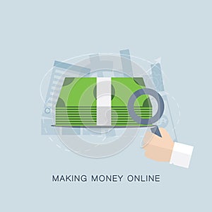 Making money online flat vector concept