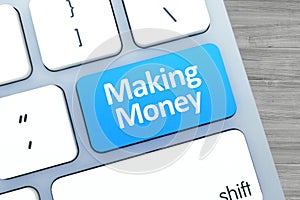 Making Money Text on a Button on Modern Computer Keyboard. Top v