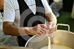 making Mozzarella real italian cheese