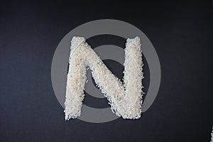 Making the N capital letter by formed rice seeds