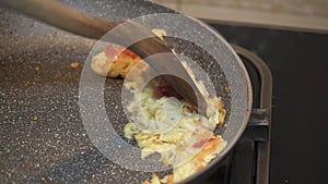 Making omelette in a non-stick pan