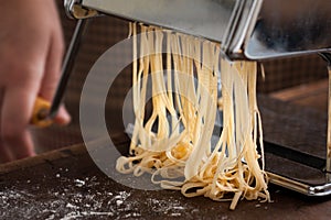 Making pasta with traditional machine