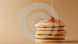 making a priceless pancake, showcasing the cooking process with lots of empty space for text. photo