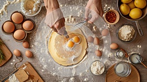 making a priceless pancake, showcasing the cooking process with lots of empty space for text. photo