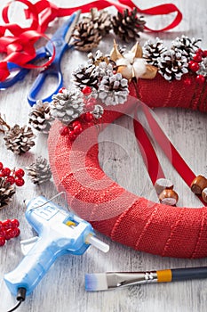 Making red christmas wreath diy handmade