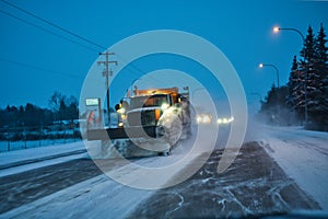 Making it safe Snow plow on the highway