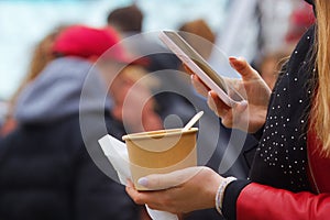 Making selfie of the food at Naplavka farmers market