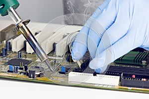 Making A Soldering On Motherboard Microchip