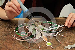 Soldering of stained glass