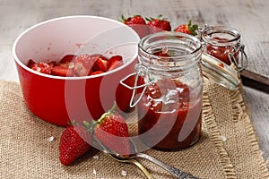 Making strawberry jam