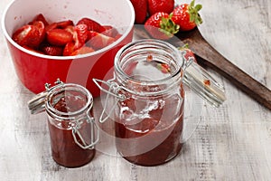 Making strawberry jam