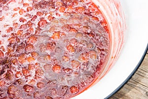 Making strawberry jam