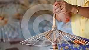 Making of Thai style paper umbrella