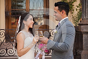 Making a toast on their wedding