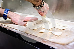Making torta frita from bread dough photo