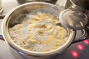 Making of traditional polish dumplings