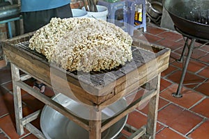 Making traditional puffed rice dessert