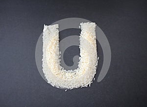 Making the U capital letter by formed rice seeds