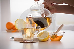 Making of valerian infusion tea set