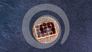 Making waffles with blueberry and red currant - stop motion animation