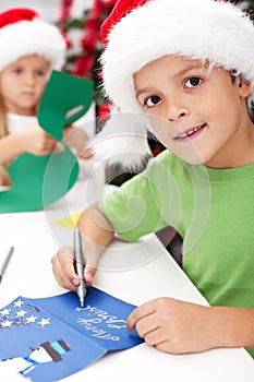 Making and writing christmas greeting cards