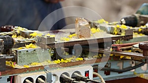 Making a yellow blocks for wires in the manufacturing centre