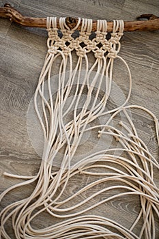 Macrame tapestry in the making