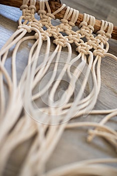 Macrame tapestry in the making