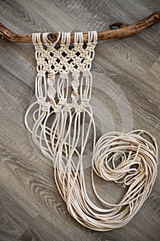 Macrame tapestry in the making