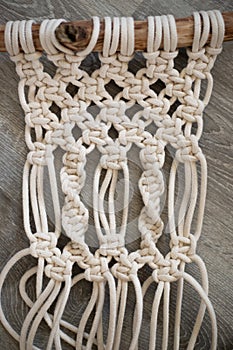 Macrame tapestry in the making