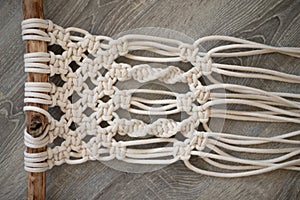 Macrame tapestry in the making