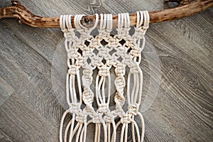 Macrame tapestry in the making