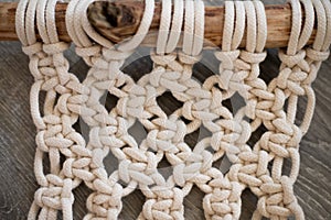 Macrame tapestry in the making