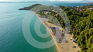 Makris Gialos beach at Argostoli of Kefalonia island in Greece. Spectacular view over beach of Makris Gialos near Lassi, Argostoli