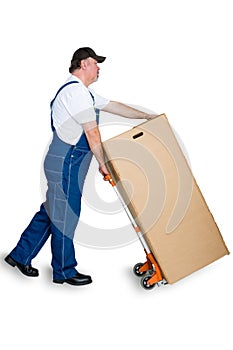 Mal worker delivering large cardboard box