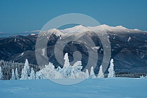 Mala Fatra mountains from Vidlica peak in Mala Fatra during winter