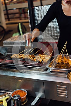 Mala grilled meat with sichuan pepper at market