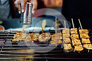 Mala grilled meat with sichuan pepper at market