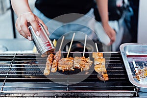 Mala grilled meat with sichuan pepper at market