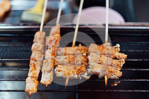 Mala grilled meat with sichuan pepper at market