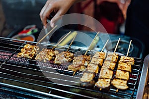 Mala grilled meat with sichuan pepper at market