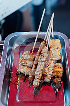 Mala grilled meat with sichuan pepper at market