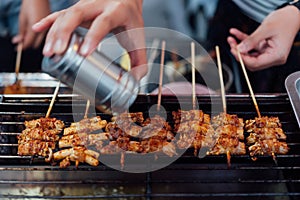 Mala grilled meat with sichuan pepper at market