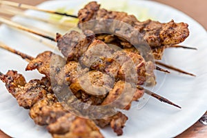 Mala grilled meat with sichuan pepper at market