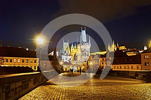 Mala Strana Bridge Tower in the evening, Prague, Czechia