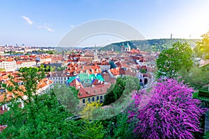 Mala Strana Lesser Town panorama seen from Hradcany castle, Prague, Czech Republic